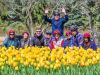 Family and friends are happily visiting the Tulip festival at Commissioners park, Dow’s Lake during Escape Tulip bike tour in Ottawa in May