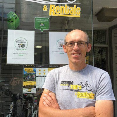 Hans Moor, an experienced, local, fun and knowledgeable tour guides at Escape Bicycle Tours and Rentals lead Ottawa bike tours