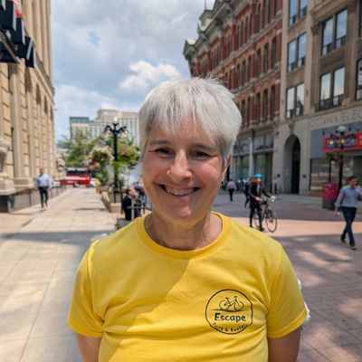 Nora, an experienced, local, fun and knowledgeable tour guides at Escape Bicycle Tours and Rentals lead Ottawa bike tours