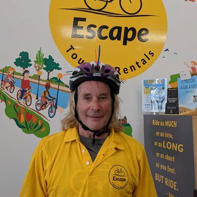 Hans Moor, an experienced, local, fun and knowledgeable tour guides at Escape Bicycle Tours and Rentals lead Ottawa bike tours