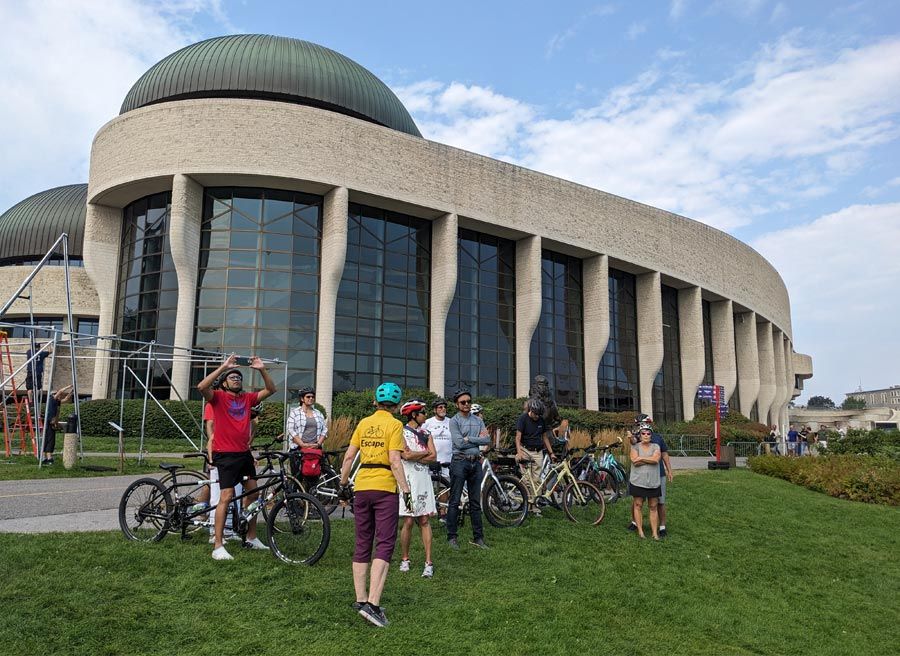 Tourists joined Ottawa Electric Bike tour with Escape in Ottawa and have stopped at the Canadian Museum of History for sightseeing