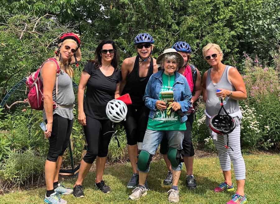Friends visit Fletcher wildlife garden during a private best of Ottawa bike tour of Ottawa to celebrate a birthday with Escape Tours and Rentals
