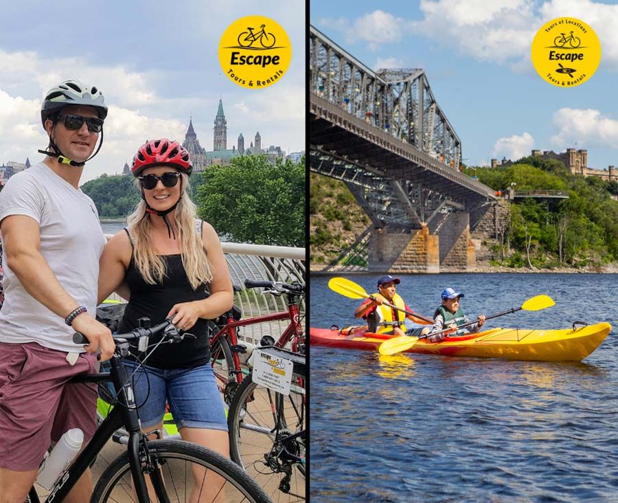Bike & Boat Tour in Downtown Ottawa- Rent bike and kayak in Downtown Ottawa at Escape Tours & Rentals