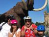 Family visit elephant sculptures in front of the Museum of nature during their bike and food tour of Ottawa with Escape
