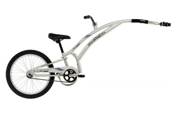Rent a trail-a-bike or tag-along bike rental for kids 5-7 year old at Escape Tours Rentals on Sparks St., Ottawa