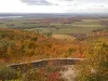 View of fall colours & St. Lawrence River at Upper Canada Village during day bike tour to Cornwall by Escape tours rentals