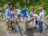 Students stop for water break during their school group bike tour at Rideau Canal with Escape tours rentals