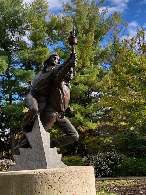 A stop at the Share the Flame monument at Lansdowne Park in Ottawa during the Good Sports Bike Tour with Escape Tours and Rentals